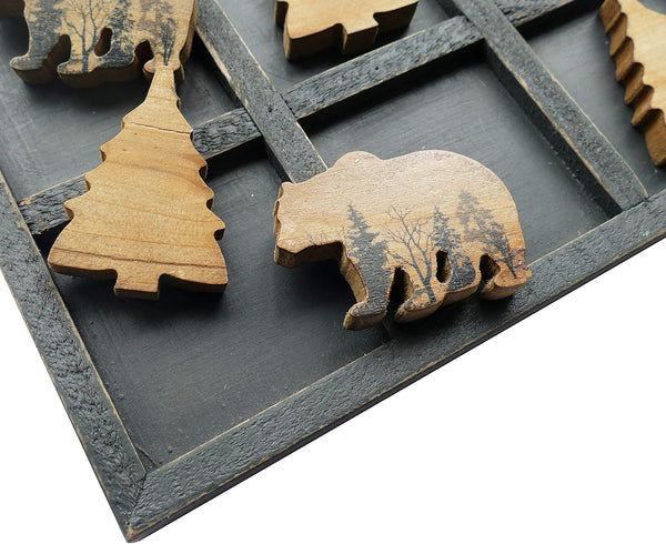 Cute Bear Decorative Wooden Board Travel Game Tic Tac Toe for Fun Coffee Table Decor8