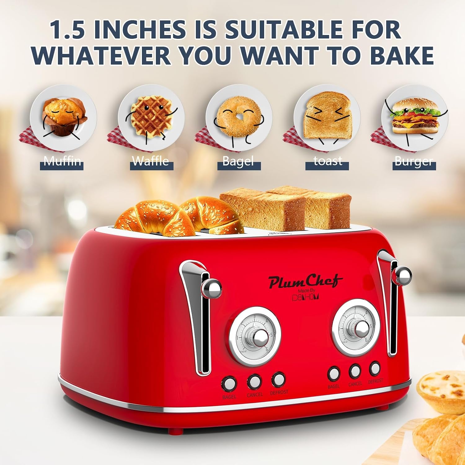 4-slice-extra-wide-long-slot-toaster-removable-crumb-tray-adjustable-browning-control-bagel-defrost-reheat-function-retro-red