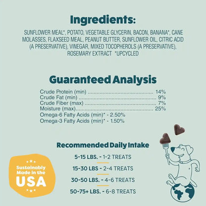 Shameless Pets Soft-Baked Dog Treats, Bananas for Bacon | Healthy Treats for Small, Medium & Large Dogs | Skin & Coat Support with Omega-3 & Omega-6 | Grain-Free, Made in USA | 6 Oz5