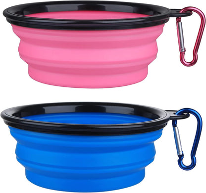 Large Dog Bowl Pet Collapsible Bowls, 2 Pack Collapsible Dog Water Bowls for Cats Dogs, Portable Pet Feeding Watering Dish for Walking Parking Traveling with 2 Carabiners (Large, Black+Black)9