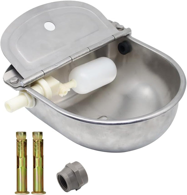 Automatic Dog Water Feeder 3L Stainless Steel Bowl for Chicken Cattle Sheep | with Float Valve Auto Fill Water Wall Mounted Livestock Waterer Rust Proof Keep Water Fresh Easy to Clean & Install for Goat1