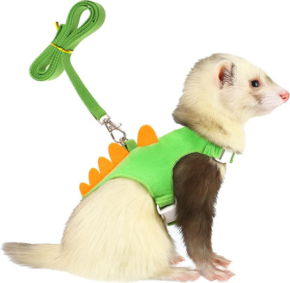 Ferret Harness and Leash Set Small Animals Vest Harness with Safe Bell Dinosaur Shaped Leash Set for Baby Rabbit Guinea Pig Teacup Chihuahua Mouse and Other Small Pet1