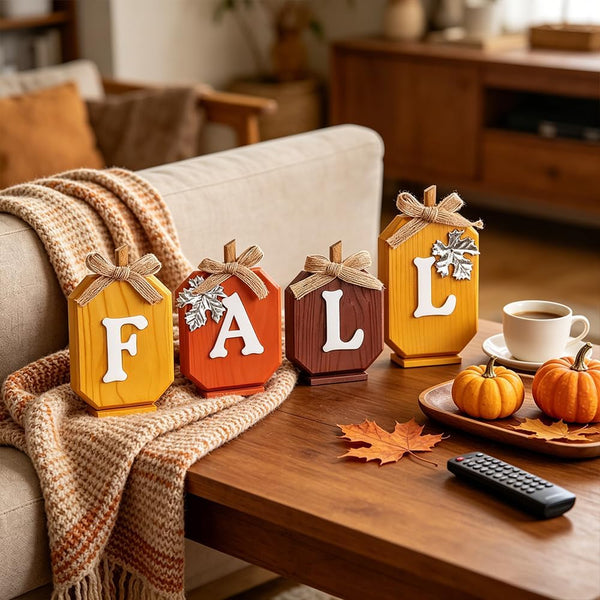 Fall Decorations for Home, Pumpkin Wood Sign with Fall Lettered for Fall Decor, Decorative Wooden Block Set Thanksgiving Decor for Tables, Tiered Tray, Mantel, Thanksgiving3