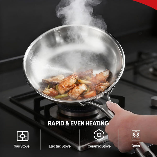 11-Pcs Stainless Steel Cookware Set, Tri-Ply Pots and Pans Set, Non-Toxic Kitchen Set, PFOA & PTFE Free, Full Clad Frying Pans, Saucepans, Saute Pan & Stock Pot, Compatible for All Cooktops3