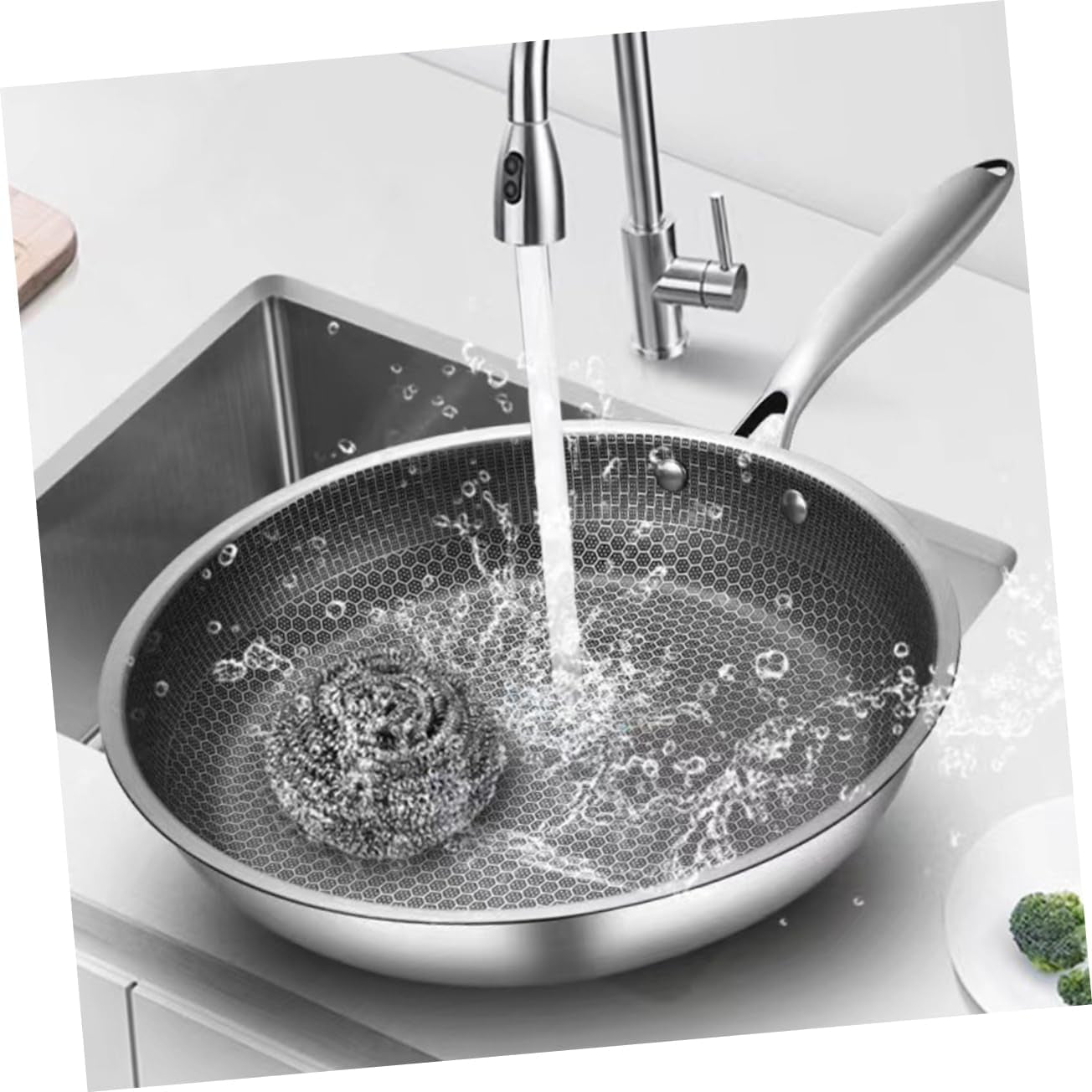 clad-stir-fry-pan-poached-egg-pan-stainless-steel-skillet-honeycomb-handles-for-induction-electric-gas-stove-easy-to-clean-ergonomic-design