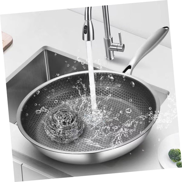 Clad Stir Fry Pan Poached Egg Pan Stainless Steel Skillet Honeycomb Handles for Induction Electric Gas Stove Easy to Clean Ergonomic Design8