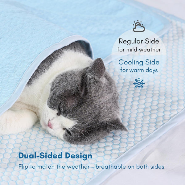 Woofry Double-Sided Pet Cooling Blanket, QMAX>0.5 Pet Throw Blanket, Stain Resistant Dog Cooling Mat, Lightweight Breathable Furniture Protector Bed Couch, Machine Washable, 30''*40''4