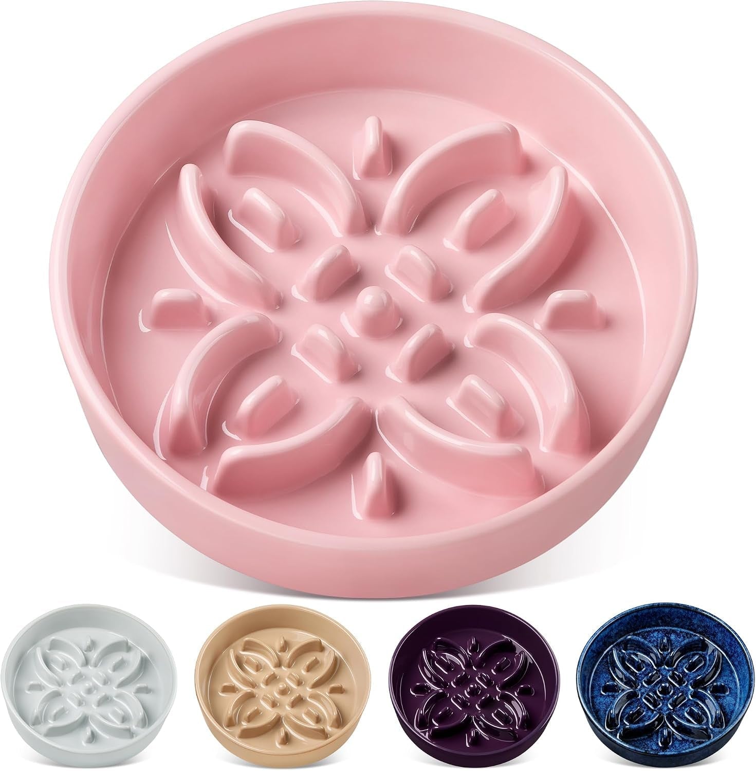 vancasso-ceramic-slow-feeder-dog-bowls-puzzle-dog-food-bowls-with-floral-maze-anti-slip-pet-food-dish-for-small-breed-0-6-cups-blue