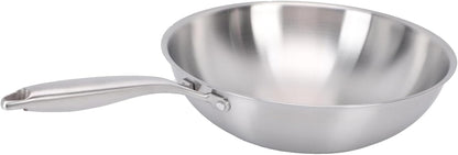 Wok Pan Stainless Steel Stir Fry Pan, 304 Stainless Steel Wok with Multi Layer Composite Cookware, Non Stick Cooking Surface, Flat Bottom for Chinese Stir Fry on Gas Electric (34CM)5