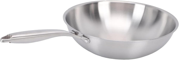 Wok Pan Stainless Steel Stir Fry Pan, 304 Stainless Steel Wok with Multi Layer Composite Cookware, Non Stick Cooking Surface, Flat Bottom for Chinese Stir Fry on Gas Electric (34CM)5