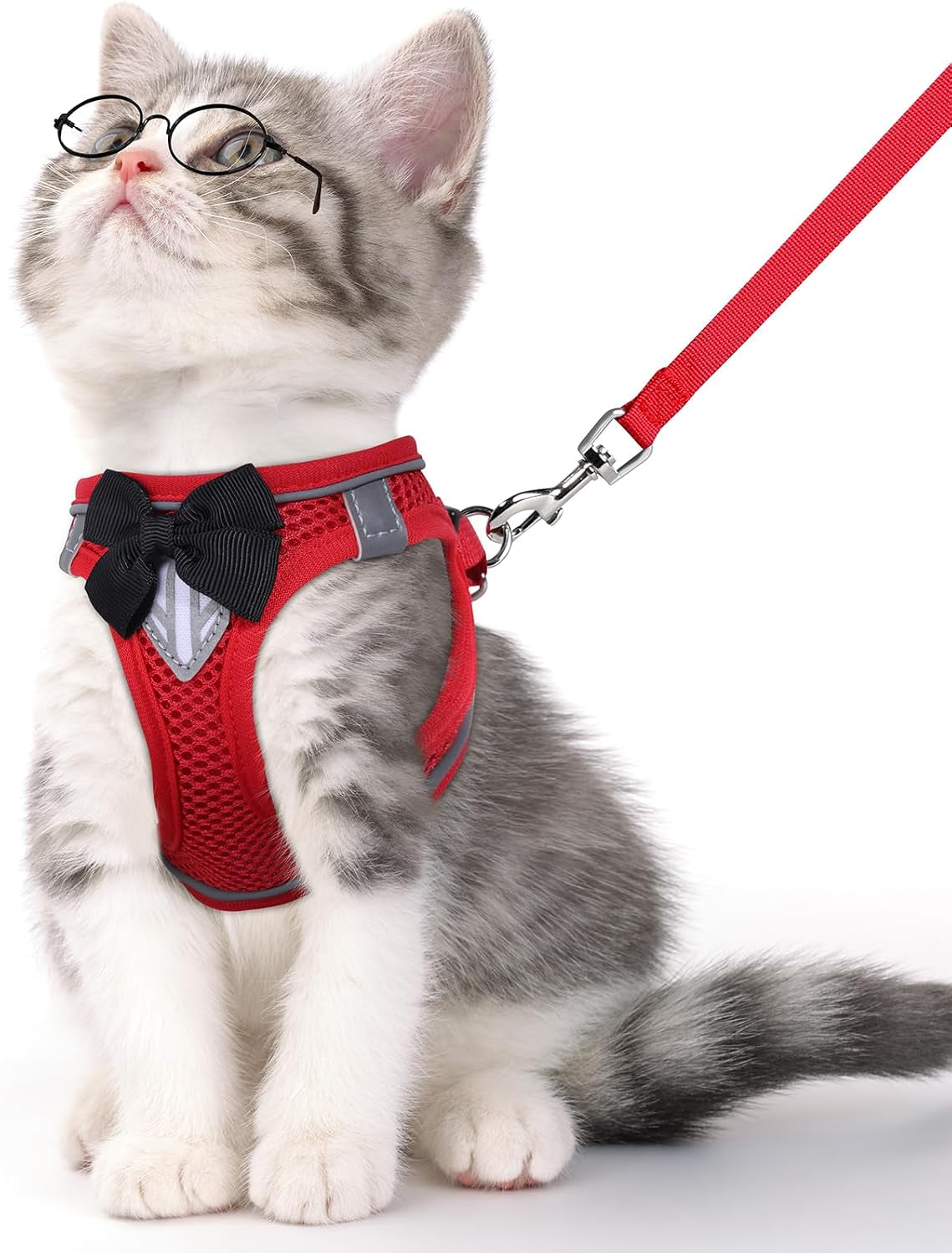 cat-vest-harness-and-leash-set-escape-proof-kitten-harness-pink-xs-safe-reflective-strips-adjustable-easy-wear-kitty-harness-sturdy-clip-buckle-breathable-mesh-for-kitty-puppy-bunny-walks