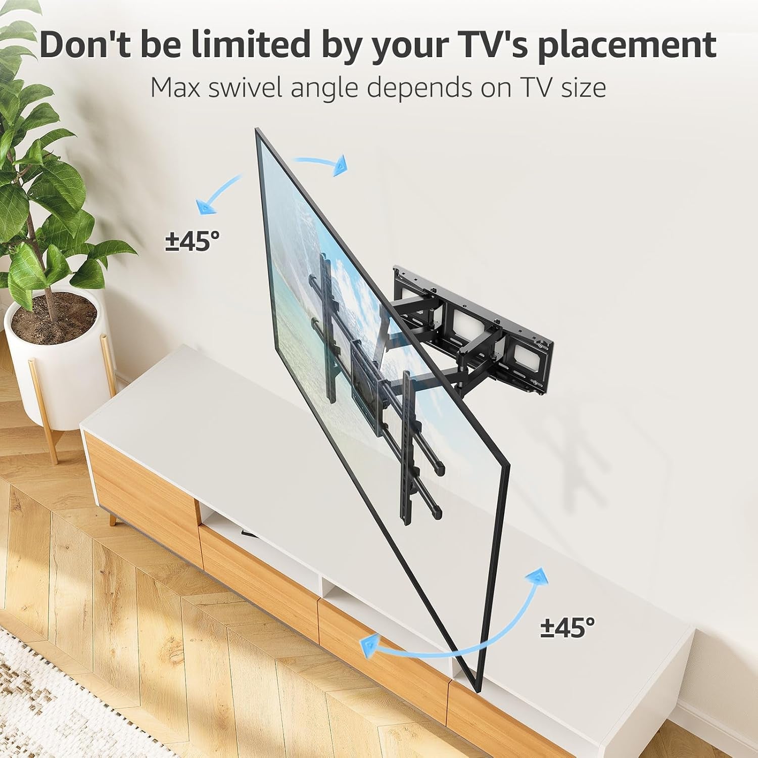 full-motion-tv-wall-mount-for-most-40-85-inch-flat-tvs-up-to-110-lbs-wall-mount-bracket-with-dual-articulating-arms-tilt-level-swivel-tv-mount-fits-12-16-wood-stud-max-vesa-600x400mm