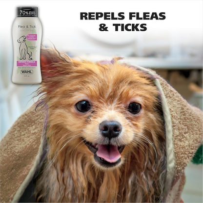 Wahl USA Flea & Tick Repelling Dog Shampoo, Rosemary & Cedar, 24 Oz | Fleas & Tick Defense Formula Shampoo for Dogs, Rosemary Cedar Scent – Model 820007A3