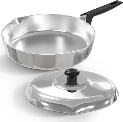 Cast Aluminum Sauté Pan with Lid 10 Inch - Oven Safe Deep Frying Pan with Lid, Two Side Spouts and Ergonomic Stay-Cool Handle for Comfortable Grip and Pouring (3 Quart)8
