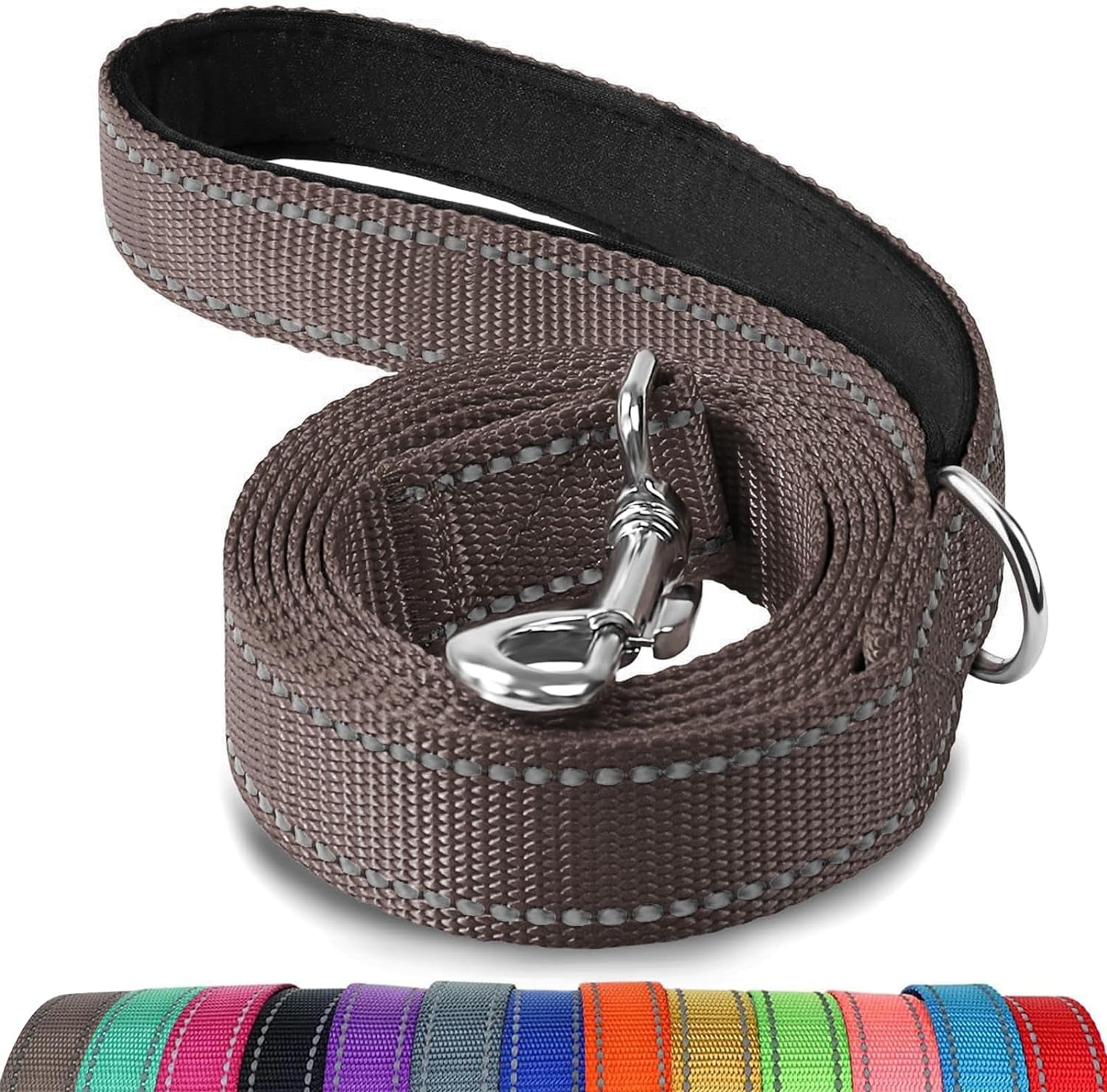 joytale-reflective-dog-leash-for-medium-large-dogs-6-ft-x-1-black-heavy-duty-nylon-webbing-padded-handle-for-comfort-visible-at-night-for-walking-training