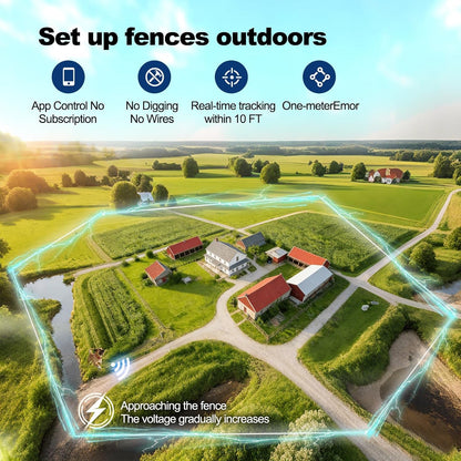 GPS Wireless Dog Collar Fence System with Free App, Smart Portable Electric Dog Fence 64-3280Ft, Waterproof, Rechargeable for Medium Large Dogs Outdoor Use2