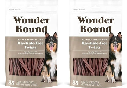 Wonder Bound Bacon & Cheese Flavor Dog Twist Sticks - 55 Count - Rawhide-Free Dog Treats, Dental Health Chews for Plaque & Tartar Control, Easy to Digest, Long-Lasting9