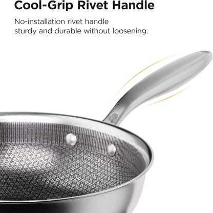 11" Hybrid Wok Pan with Lid, Nonstick Deep Skillet for Stir-Fry | Non-Toxic Coating, Dishwasher & Oven Safe, Induction Ready, Stay-Cool Handle, 3-Ply Stainless Steel Clad for Fast Heat5