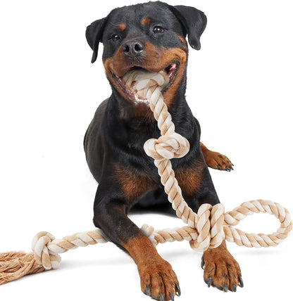 Fida Dog Rope Toys for Large/Medium Aggressive Chewers, Tough Cotton Chew Toy, 3 Feet 5 Knots Indestructible, Tug of War Dog Pull Rope Teeth Cleaning11