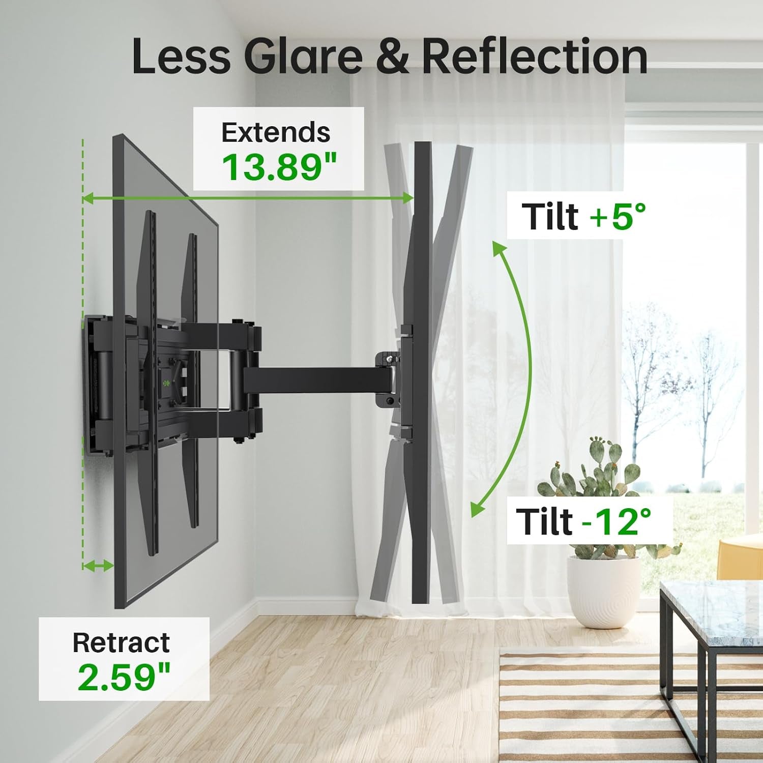 full-motion-tv-wall-mount-for-most-32-70-inch-tvs-up-to-99-lbs-wall-mount-bracket-with-dual-articulating-arms-swivel-tilt-max-vesa-400x400mm-tv-mount-fits-12-16-wood-studs