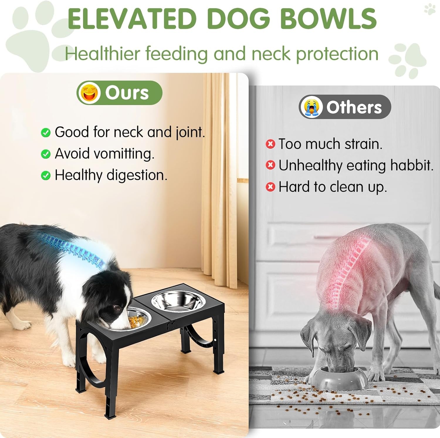 xiaz-elevated-dog-bowls-large-breed-raised-dogs-bowl-stand-large-medium-sized-dog-stainless-steel-food-water-bowl-stands-5-heights-adjustable-9-11-12-14in-black-pet-feeder-dish-station