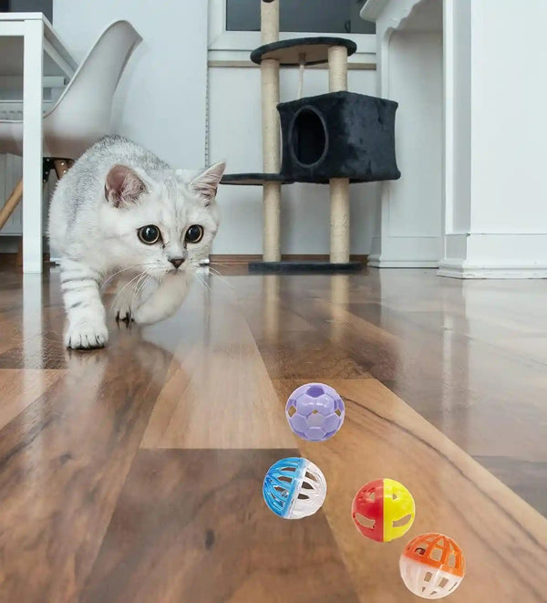Fashion'S Talk 12PCS Value Pack Plastic Ball Cat Toys Lattice Balls with Bell Jingle Kitten Toy,Gift Box 1.5" 6 Styles5