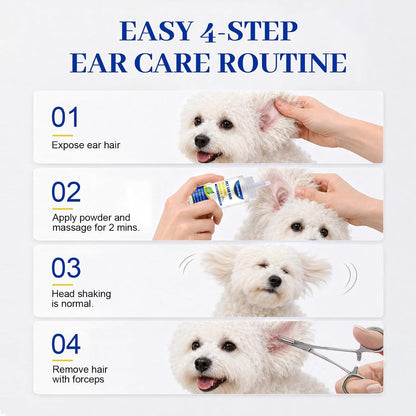 Upgraded Dog Ear Powder with 5.5 Inch Hair Removal Tool | Pet Ear Grooming Cleaner | Ear Wax Remover | Supports Fresh-Feeling Ears | Absorbs Moisture7