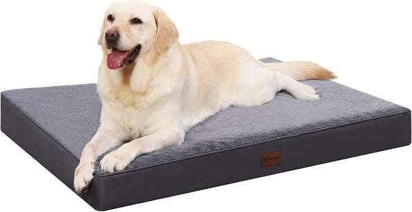 Waterproof Dog Beds Large Sized Dog Orthopedic Dog Beds for Crate with Removable Washable Cover Egg-Crate Foam Pet Pad Mat with Anti-Slip Bottom, 36X27 Inch, Grey1