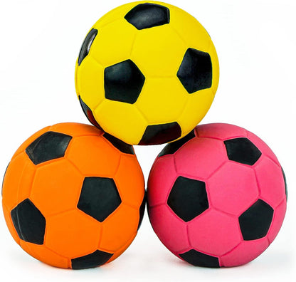 CHIWAVA 3PCS 2.7'' Squeak Latex Dog Toy Football Chew Fetch Throw Ball for Medium Dogs Interactive Play3