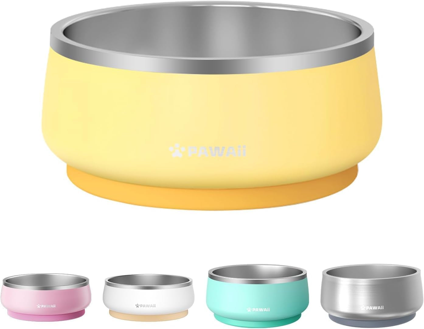 pawaii-dog-bowl-34-oz-stainless-steel-food-and-water-bowl-id-tag-1-pack-double-wall-design-non-slip-rubber-base-dishwasher-safe-smooth-open-design-not-a-slow-feeder-easy-rinse-interior
