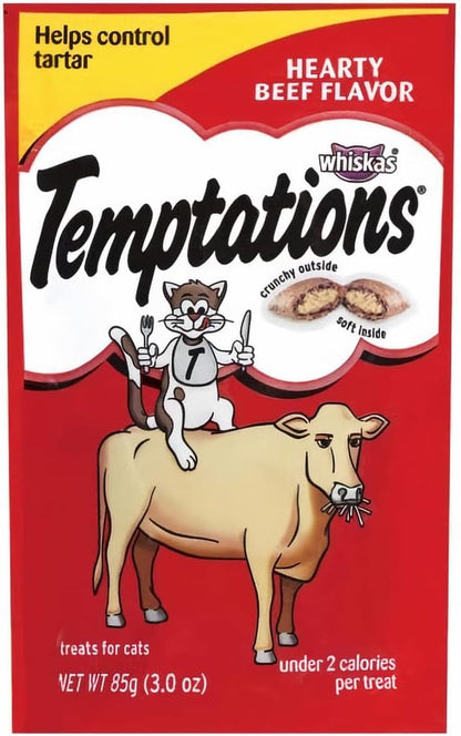 Whiskas Temptations Classic Treats for Cats Hearty Beef Flavor (Pack of 4)1