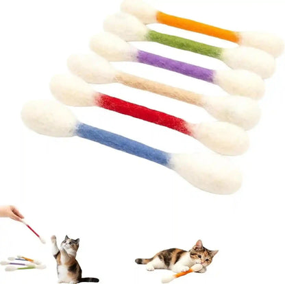 Ledeng Cotton Swabs Cat with Catnip, Swabs Catnip Toys Set of 6 Soft Plush Kicker Toys, Sturdy Teething Chew Toy (B)1