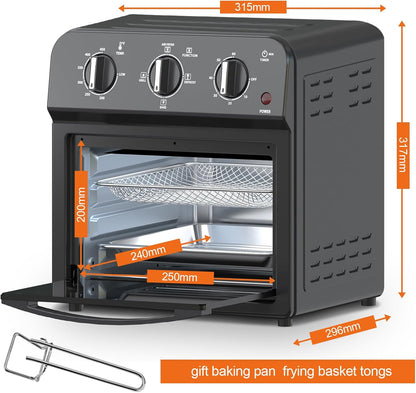 4-Slice Air Fryer Toaster Oven Combo - 360° Hot Air Circulation & Larger Capacity, Timer & Temp Control, Stainless Steel 7-In-1 Convection Oven Countertop, Low Oil for Family Cooking (Black)3
