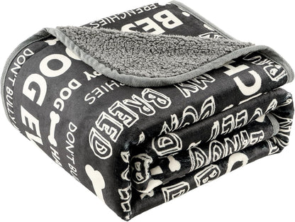 Washable Waterproof Dog Blankets for Large Dogs, 50"X60" Black | Soft Fluffy Pet Blanket for Couch Sofa Car Crate, Bed Furniture Protector, Reversible Sherpa Fleece Dog Blanket, Paw Pattern10