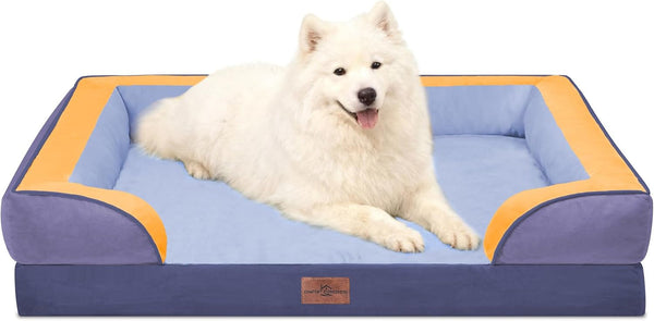 Comfort Expression Orthopedic Dog Bed for Extra Large Dogs with Bolster | Waterproof Dog Couch Bed with Washable Cover & Non-Slip Bottom, Supportive Egg Crate Foam XL Pet Bed, 42X30 Inch55