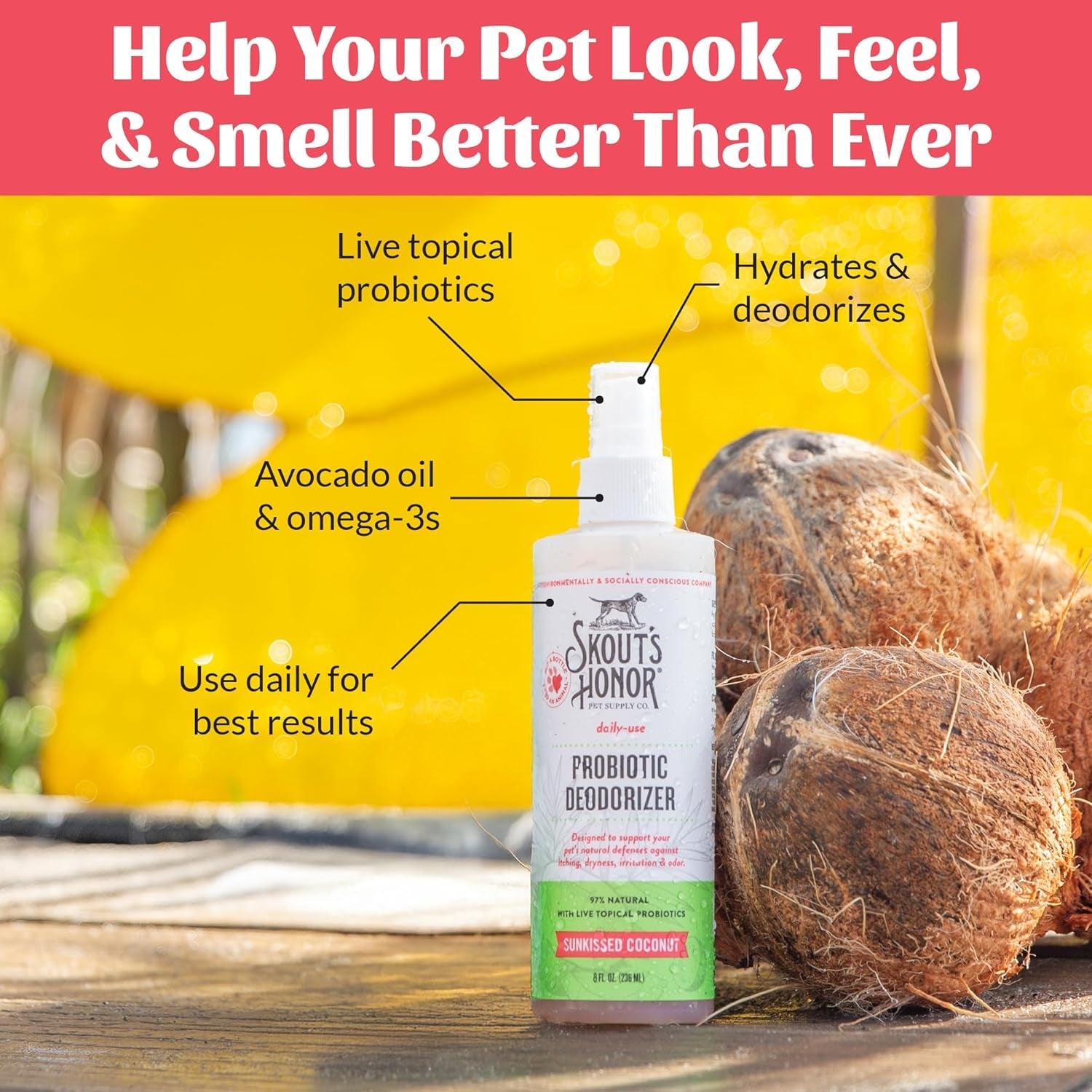 skouts-honor-probiotic-dog-deodorizing-spray-sunkissed-coconut-8-oz-hydrating-daily-use-formula-with-avocado-oil-and-omega-3s-microbiome-friendly-paraben-and-sulfate-free