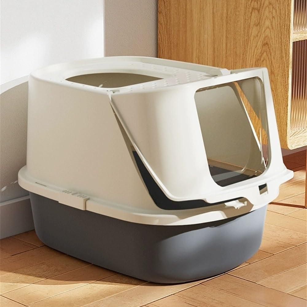 pet-supplies-cat-litter-box-with-scoop-enclosed-design-for-large-cats-easy-cleanpink