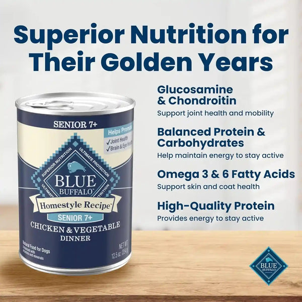 Blue Buffalo Homestyle Recipe Chicken & Vegetable Dinner Paté Natural Wet Dog Food for Senior 7+ Dogs, Made with Natural Ingredients, Vitamins & Minerals, 12.5-Oz. Can (12 Count)3