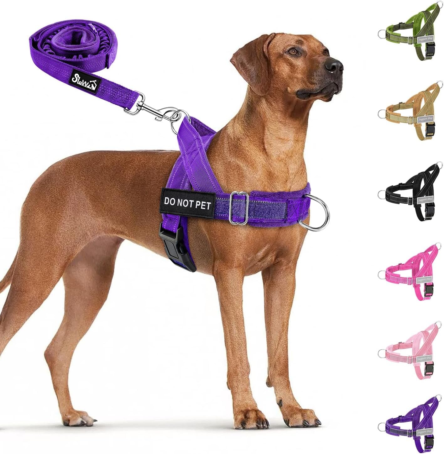 slowton-no-pull-dog-harness-heavy-duty-dog-harness-and-leash-set-for-medium-large-dogs-reflective-tactical-harness-with-soft-padded-and-front-clip-for-easy-walk-and-training-black-l