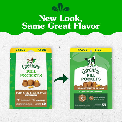 Greenies Pill Pockets Large Size Dog Treats, Peanut Butter, 15.8 Oz | Vet-Recommended, Capsule Size, Low Calorie, Odor Masking, Stress- and Mess-Free Medication Experience2