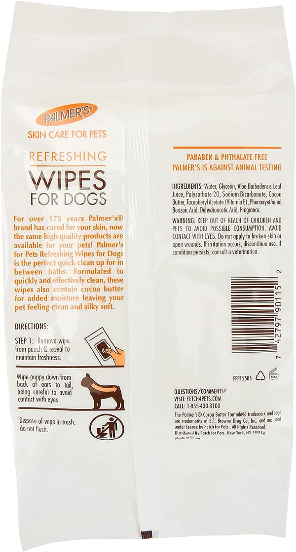 Palmer'S for Pets Cocoa Butter Refreshing Wipes for Dogs, 100 Count | Vitamin E Formula, Paraben- and Phthalate-Free, Gentle Daily Grooming, Dogs and Puppies6