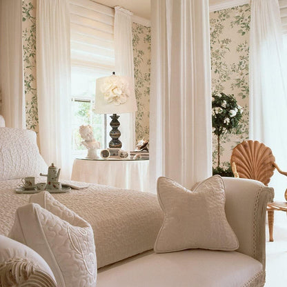 LT3097-WHT Stacked Ball Lamp with Couture Linen Flower Shade, Aged Bronze2