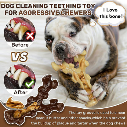 SIHRMIU 2 Pack Dog Chew Toys for Aggressive Chewers,Boredom and Stimulating Best Dog Toys for Medium/Large Breed,Tough Almost Indestructible Dog Bones for Teeth Cleaning and Training5