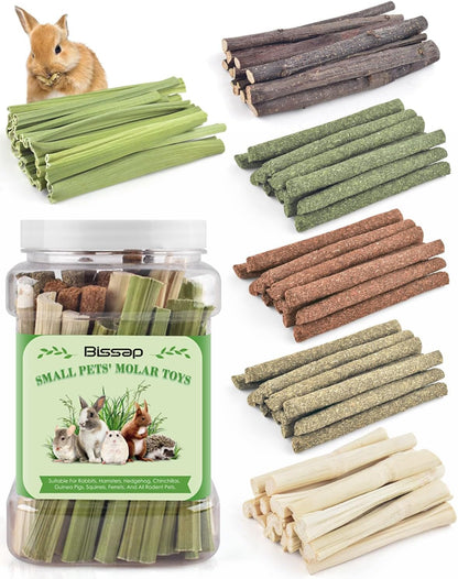 Bissap 40PCS Rabbit Chew Sticks, 20PCS Sweet Bamboo Chew Sticks & 20PCS Papaya Stems Bunny Chews for Rabbit Hamster Chinchilla Guinea Pig Small Animals Natural Molar Treats9
