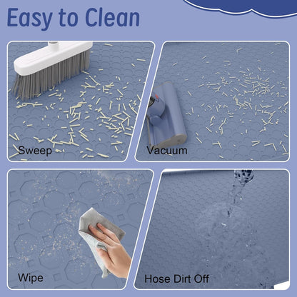 Silicone Large Cat Litter Mat 34" X 22", Cat Mat for Litter Box, Cats Litter Trapping Mat, Non-Slip and Waterproof, Raised Edges, Blue5