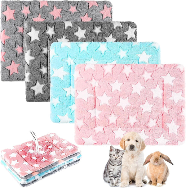 Haull 4 Pcs Waterproof Guinea Pig Bedding Soft Dog Cat Bed Crate Mat Small Animal Plush Cage Liners Rabbit Bunny Kennel Pad Reversible Cozy Pee Thickened Hamster Pad(Tie Dyed,13 X 10 Inch)14