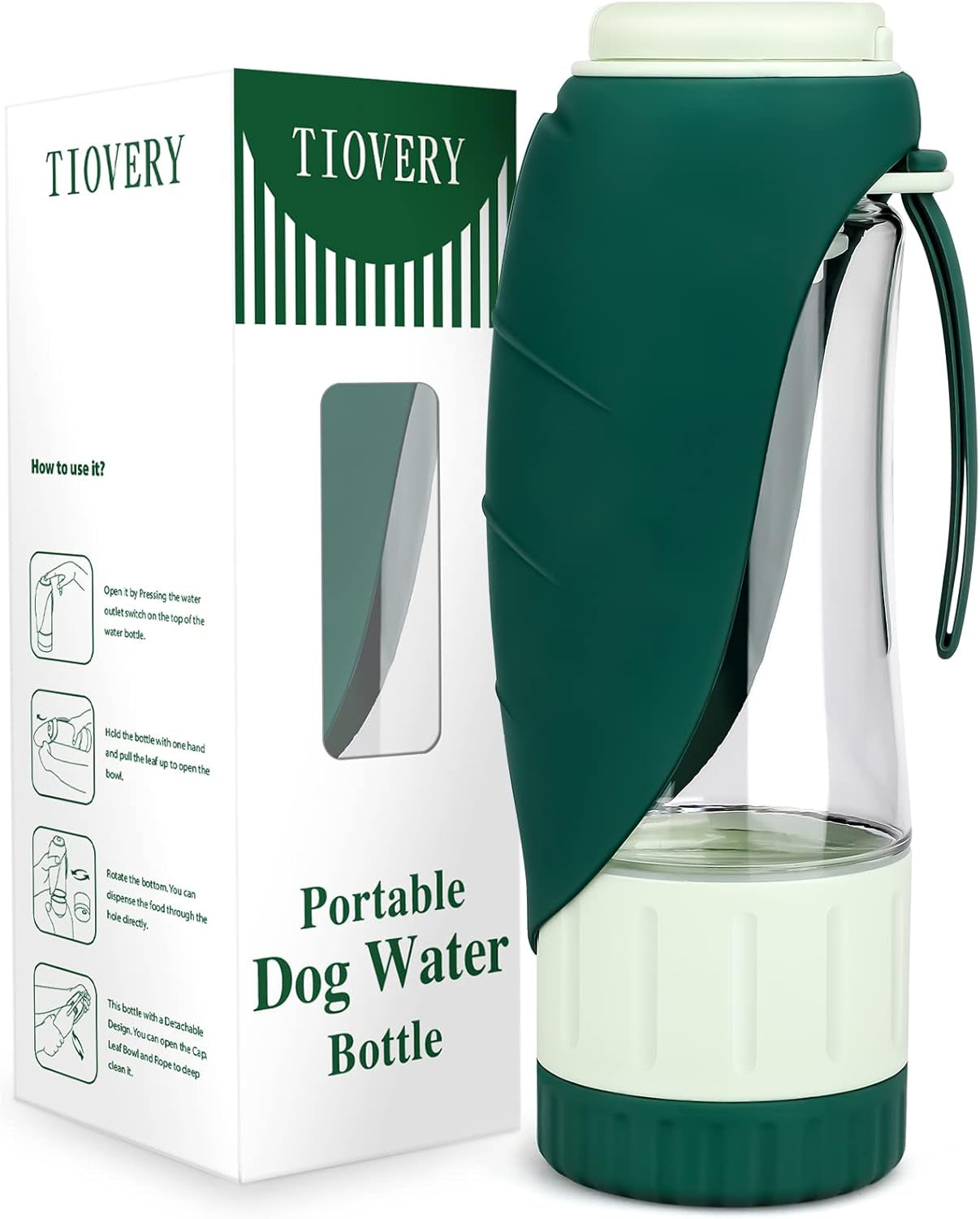 tiovery-upgraded-dog-water-bottle-portable-dog-cat-puppy-pet-water-dispenser-feeder-with-drinking-cup-and-food-container-leak-proof-for-outdoor-walking-travel-hiking-12oz