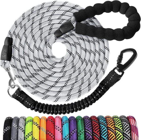 Long Dog Leash 15 FT: Heavy Duty Rope Leashes for Dogs Training with Swivel Lockable Hook Reflective Threads Bungee and Padded Handle - Dog Lead for Large Small Medium Dogs outside Walking Hiking11