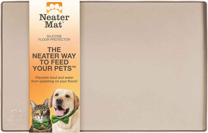 Neater Pet Brands Neater Mat Pet Mats for Food and Water, Cat & Dog Bowl Mat Waterproof Silicone, Feeding Tray, Dog Food Mats for Floors, Placemat W/Raised Edge for under Bowls, 16” X 10”, Cappuccino1