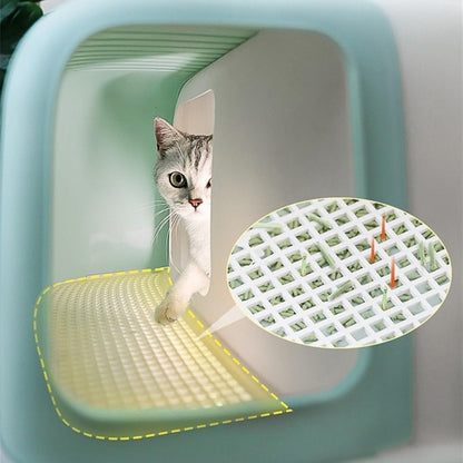 Pet Supplies, Hooded Cat Litter Box with Scoop & Handle, Portable Enclosed Tray(Blue)4